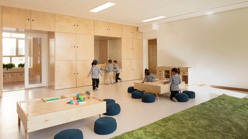 A typical HEI Schools classroom with children playing