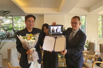 Nami Island Arts and Education Inc. and HEI Schools celebrate the signing of HEI Schools Nami Island