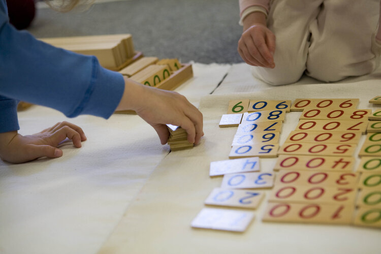 Montessori Counting materials Source: Thacher Montessori School, WikiCommons