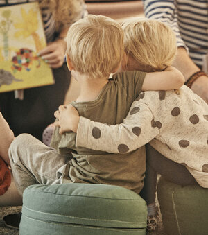 Sharing a hug at HEI Schools Jätkäsaari.