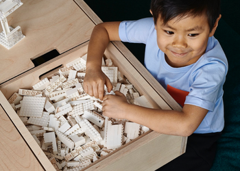 Get Your Math Glasses On! Boy with lego blocks