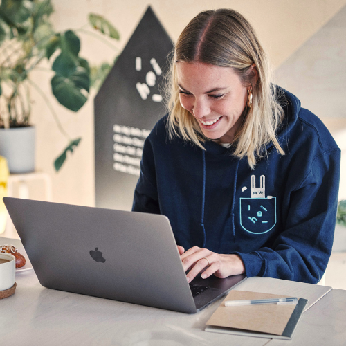 teacher on computer